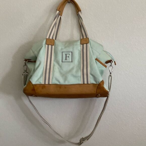 Pottery Barn Kids Canvas with Leather Bag and Removable Strap - Picture 1 of 12